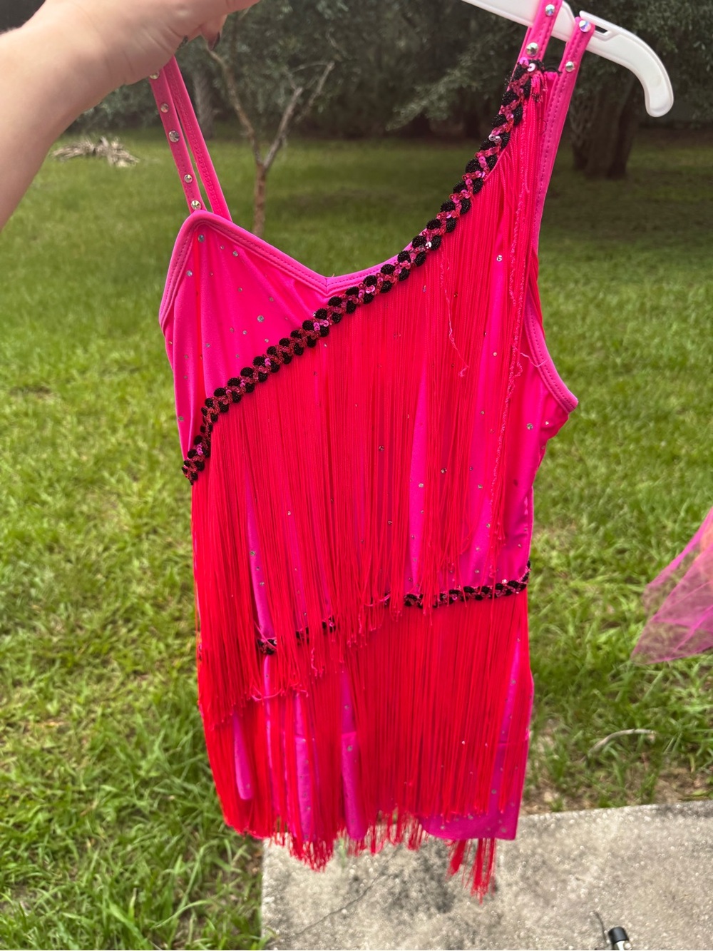 Hot Pink Fringe dance costume